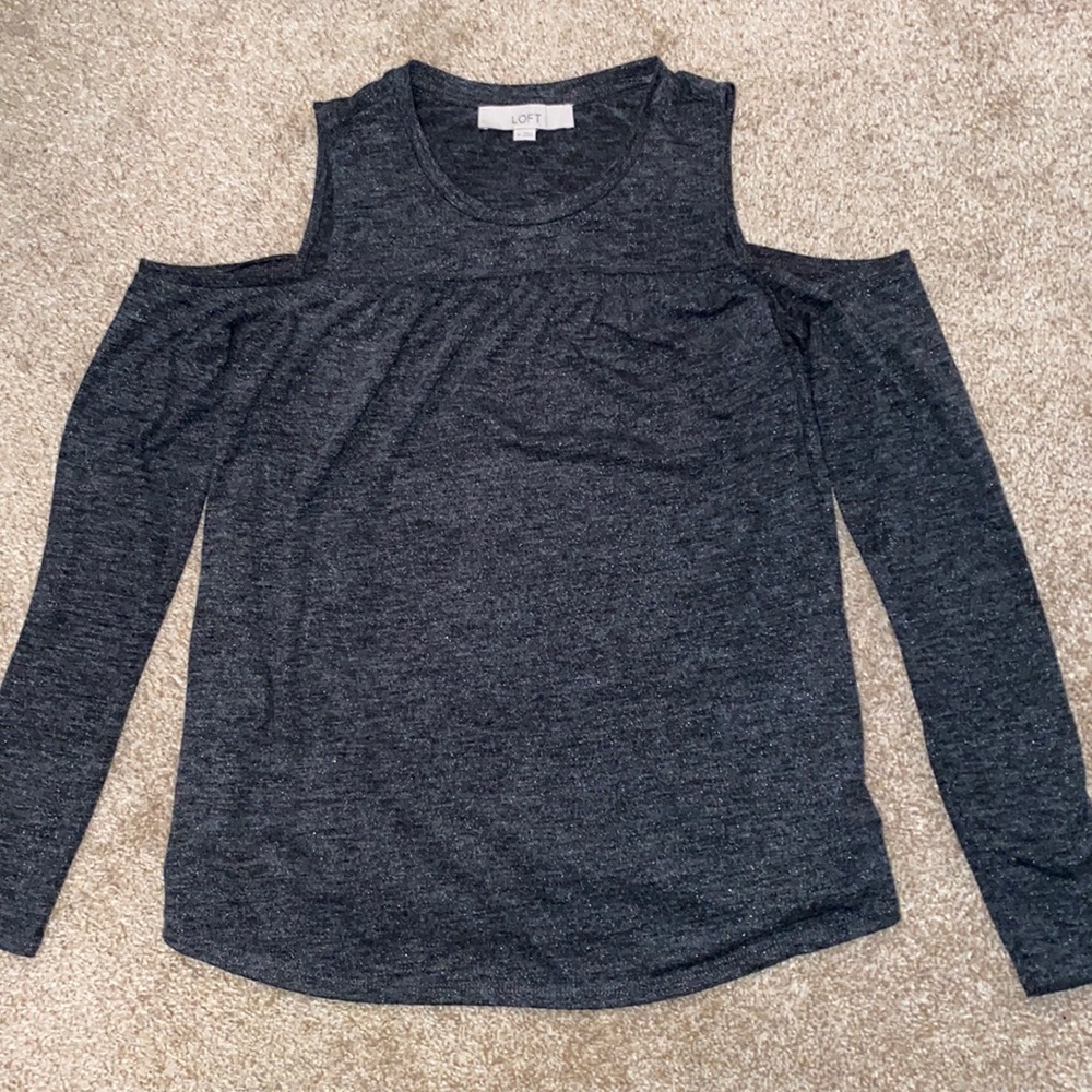 LOFT Cold Shoulder Sparkly Top